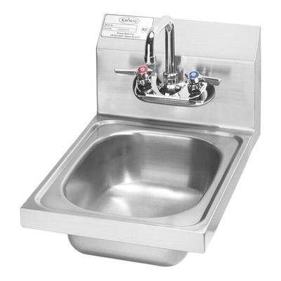 Krowne HS-9L 14 1/4" x 12" Wall-Mounted Hand Sink and Silver Series Faucet with 0.5 GPM Aerator, 4 1/2" Double Bend Spout, and Lever Handles