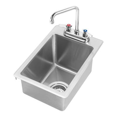 Krowne HS-1425 10" x 14" x 5" 20-Gauge Stainless Steel One Compartment Drop-In Sink with 6" Double Bend Faucet
