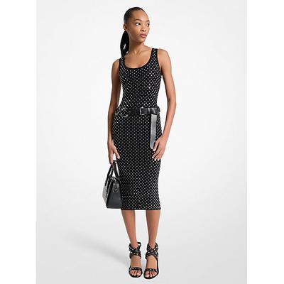 Michael Kors Studded Viscose Blend Midi Dress Black XS