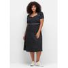 Jerseykleid SHEEGO BY JOE BROWNS "Große Größen", Damen, Gr. 44, Normalgrößen, schwarz (schwarz gemustert), Obermaterial: 95% Viskose (LENZING ECOVERO), 5% Elasthan, gemustert, feminin, figurbetont knieumspielend, eckiger Ausschnitt, Kurzarm,...