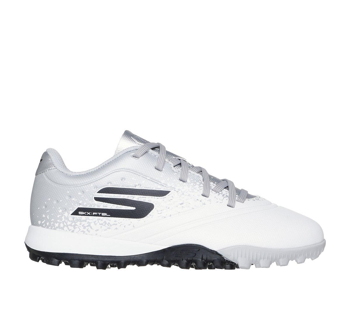 Skechers Boy's Razor 1.5 Jr Td TF Soccer Shoes | Size 11.0 | White/Silver | Synthetic/Textile