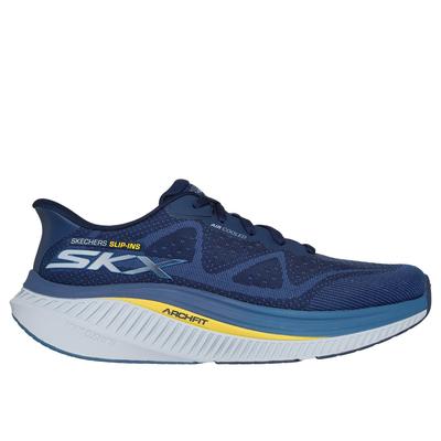 Skechers Men's Slip-ins: GO WALK Max Cushioning Arch Fit - Jesper Sneaker | Size 10.0 | Navy/Yellow | Textile/Synthetic | Vegan | Machine Washable