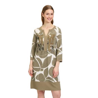 Tunikakleid BETTY BARCLAY "Betty Barclay Tunikakleid mit 3/4 Arm", Damen, Gr. 42, Normalgrößen, grün (khaki, nature), Obermaterial: 66% Viskose, 27% Polyester, 7% Elasthan. Besatz: 66% Viskose, 27% Polyester, 7% Elasthan., feminin, figurumspielend... Image