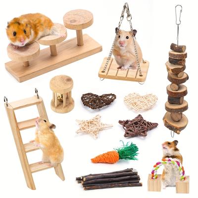 TEMU 12pcs Hamster Toy Set, Hamster Cage Landscape Toy, Suitable For Hamsters, , Mice And Other Small Rodent Pets