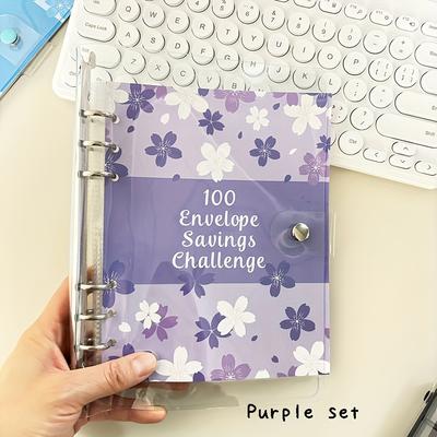 TEMU A5 Sakura100 Days Envelope Saving Challenge, Pockets Number Binders Refills,cash Budget Macaron Book Set