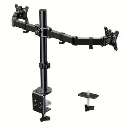 TEMU Perlesmith Black Dual Arm Monitor Holder For 13 To 32 Displays Up To 17.6lbs Weight For Arm Dual Arm Monitor Holder Tilt, 90 Degree And