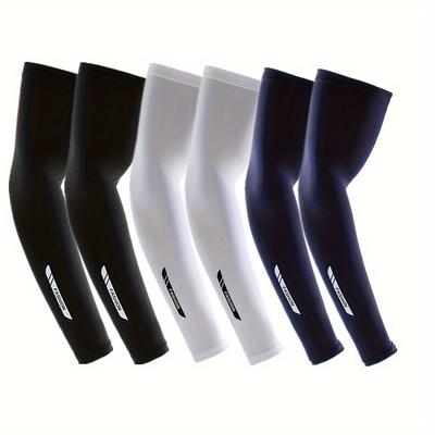 TEMU Men's Moisture-wicking Arm Sleeve Set, 3-pack, Quick-drying, Breathable, Anti-uv, For Running, Cycling, Fishing, Outdoor Sports