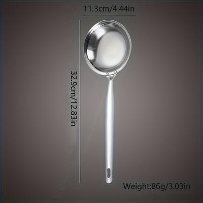 TEMU 1pc Multifunctional 304 Stainless Steel Fat Skimmer Spoon, For Oil, Meat Juice And Foam - Fine Mesh Filter Spoon With Filter