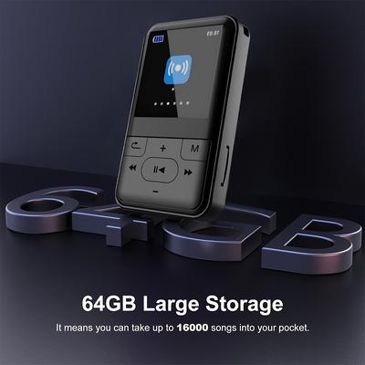 TEMU 64gb Mp3 Player With Clip - Portable Mp3 Music Player With Speaker, Hifi Sound Music, Fm Radio, Voice Recorder, Pedometer- Sports, Outdoors, Travelling