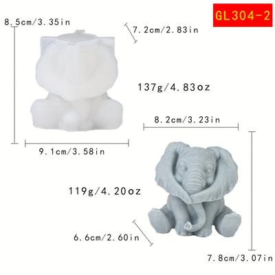 TEMU Elephant Aromatherapy Candle Silicone Mold Diy Creative Animal Shape Ornament Candle Mold