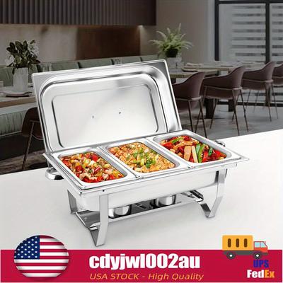 TEMU 3*3l Chafing Dish Buffet Food Pan Set Stainless Steel Catering Food Warmer