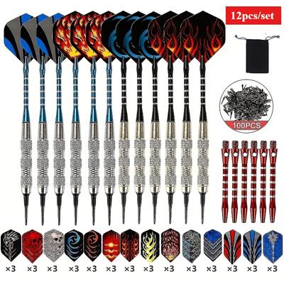 TEMU 12pcs 18g Iron Dart Tube Safety Soft Darts Set, Plus Plastic Soft Dart Heads, 30 Dart Tails And 6 Aluminum Dart Shafts, Suitable For Electronic Dart Board