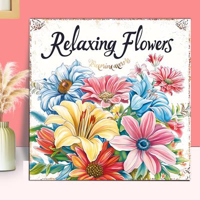 TEMU 1pc Flowers Coloring Book For Adults - Upgraded , Paper, 20 Pages, 7.9x7.9 Inch, Single-sided Print With Vibrant Floral Designs, Ideal Relax Gift For Christmas And Halloween