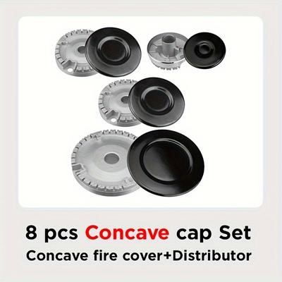 TEMU 8pcs Gas Stove Burner Covers Set - Metal, Flat Or Design For Safety