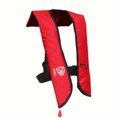 TEMU Eayson Manual Inflatable Life Jacket - Red, 150n , Lightweight & Comfortable Neoprene Vest For Adults Under 330 Lbs, , Use For Water Sports & Boating, Eayson