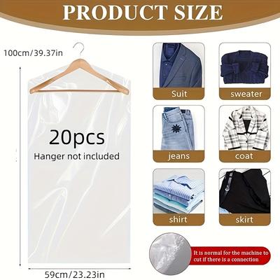 TEMU 20- Gdgdsy Plastic Clear Garment , Hanging - Clothes , For , Suitable For & , Not Included