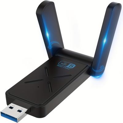 TEMU Wireless Usb 3.0 Wifi Adapter For Desktop Pc, Ac 1300mbps Usb Wifi Dual-band Network Adapter For Pc With 2.4g/400mbps 5g/867mbps, Dual 5dbi , Wireless Wifi Dongle For /10/8.1/8/7/xp