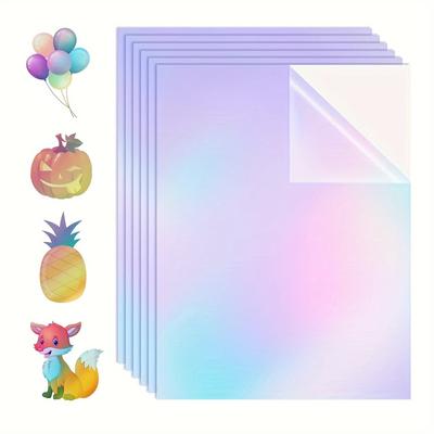 TEMU A4 Holographic Laminating Sheets - 20-pack Self-adhesive Pvc Film, Transparent Rainbow Effect Laminate For Diy Stickers, Photos, Scrapbooking, Trading Cards & Crafts