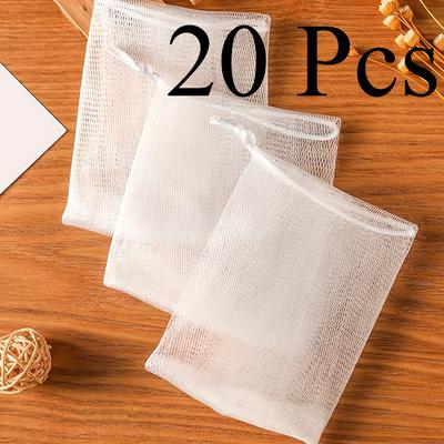 TEMU 20pcs Exfoliating , Unscented Double- Foam Net , Foaming Drawstring