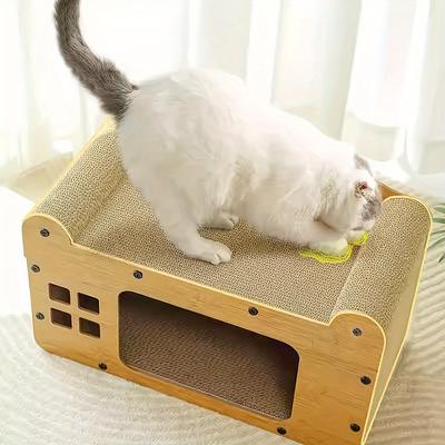 TEMU Large Cat House For Outdoor And Indoor Cats, Multi- Cat Condo With Cat Scratching Boards And Plush Balls, Enclosed Cat Condo For Indoor Cats Ventilation Doors