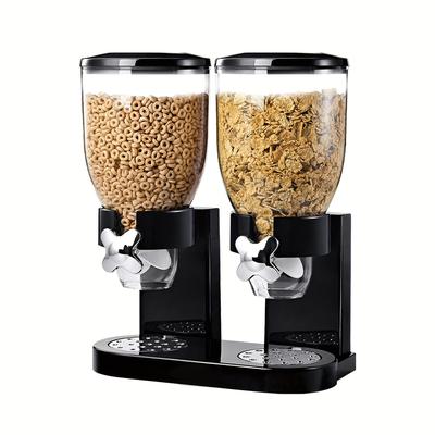 TEMU 1pc Double Bucket Cereal Dispenser, Pp Material Rotary Grain And Candy Storage Organizer, Uncharged Snack Server For Pantry, Suitable For Cereal, Nuts, Oatmeal, Pet Food