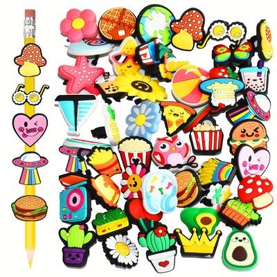 TEMU 50pcs Children's Pencil Decoration, Children's Pencil Top Decoration, Boys And Girls Pencil Top Decoration, Stationery Brush Top Decoration, Party Supplies Gifts, Holiday Gifts.