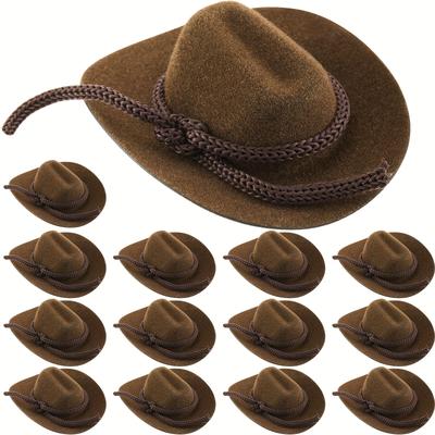 TEMU 24pcs Mini Cow Hat Cowboy Miniature Hat Western Wedding Doll Hats For Birthday Decorations Favors