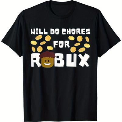 TEMU Noob & Professional Gamer Chores For Boys T-shirt, Cotton Blend, Funny Black Shirt For 5-13y Boy Girl Teen