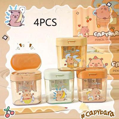 TEMU 4pcs Cute Capybara Pencil Sharpeners, And Pattern, Office Supplies, School Equipment, School Supplies