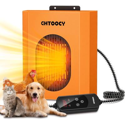 TEMU 500w House Heater With Adjustable Thermostat & 24h Timer - Safe, Chew-resistant 9.8ft Cord For Outdoor Pet Kennels, Chicken Coops - Quiet , Protection, Ideal For Dogs, Cats