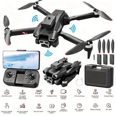 TEMU Drone With Camera 4k For Adults Beginners S151, Drone With Gps, Brushless Motor, Obstacle Avoidance, Auto Return, , Tap Fly, Fly, Start, 45 Mins Long Flight