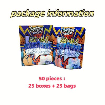 TEMU 50pcs/set, Bag With Paper Box, Bag, Laser Bag, Zipper Bag, Waterproof Bag, Self-sealing Bag, Storage Bag, Re-sealable Bag, Includes 25 Boxes And 25 Bags, Purple, Blue