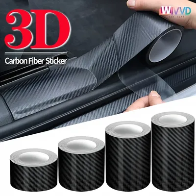 3D Auto Kohle faser Aufkleber schwarz wasserdicht Film DIY Paste Schutzst reifen Auto Türschwelle Image