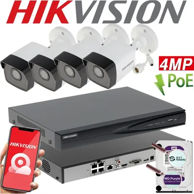 Original Mutil Language Hikvision DS-7604NI-Q1/4P 4MP Netzwerk-NVR-Kit Home Security Kit Set DS-2CD1043G0-I POE NVR-Kit