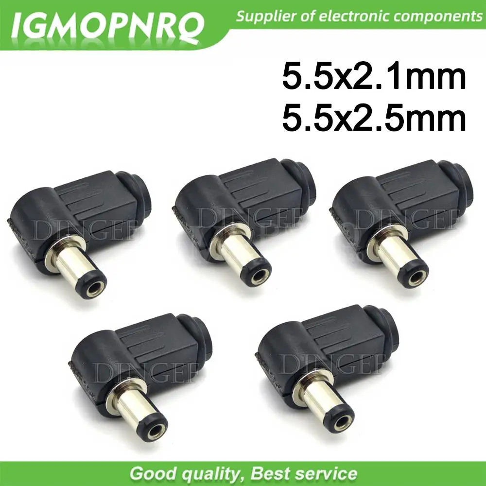 5 Stück/Los 5,5x2,1mm Gleichstromst ecker 90-Grad-Winkel 5,5x2,5mm Gleichstromstecker-Kabel baugruppe Schweiß draht Typ 5.5*2,1mm 5,5x2,5mm Image