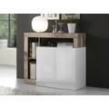 Credenza 2 ante e 3 nicchie Bianco laccato e Rovere - SEFRO