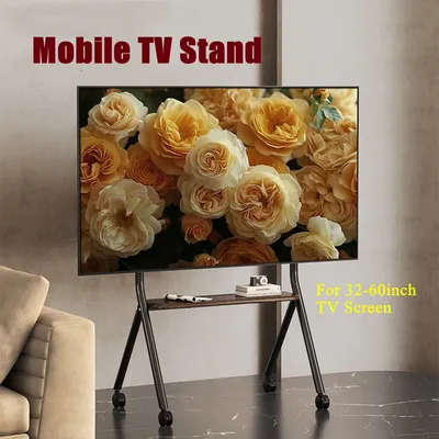 Verstellbarer rollender TV-Ständer, 1 Stück Leder-Aufbewahrungswagen für 32–60 Zoll Bildschirme bis zu 110 Pfund, VESA-kompatibel, 100 x 100–500 x 400 mm