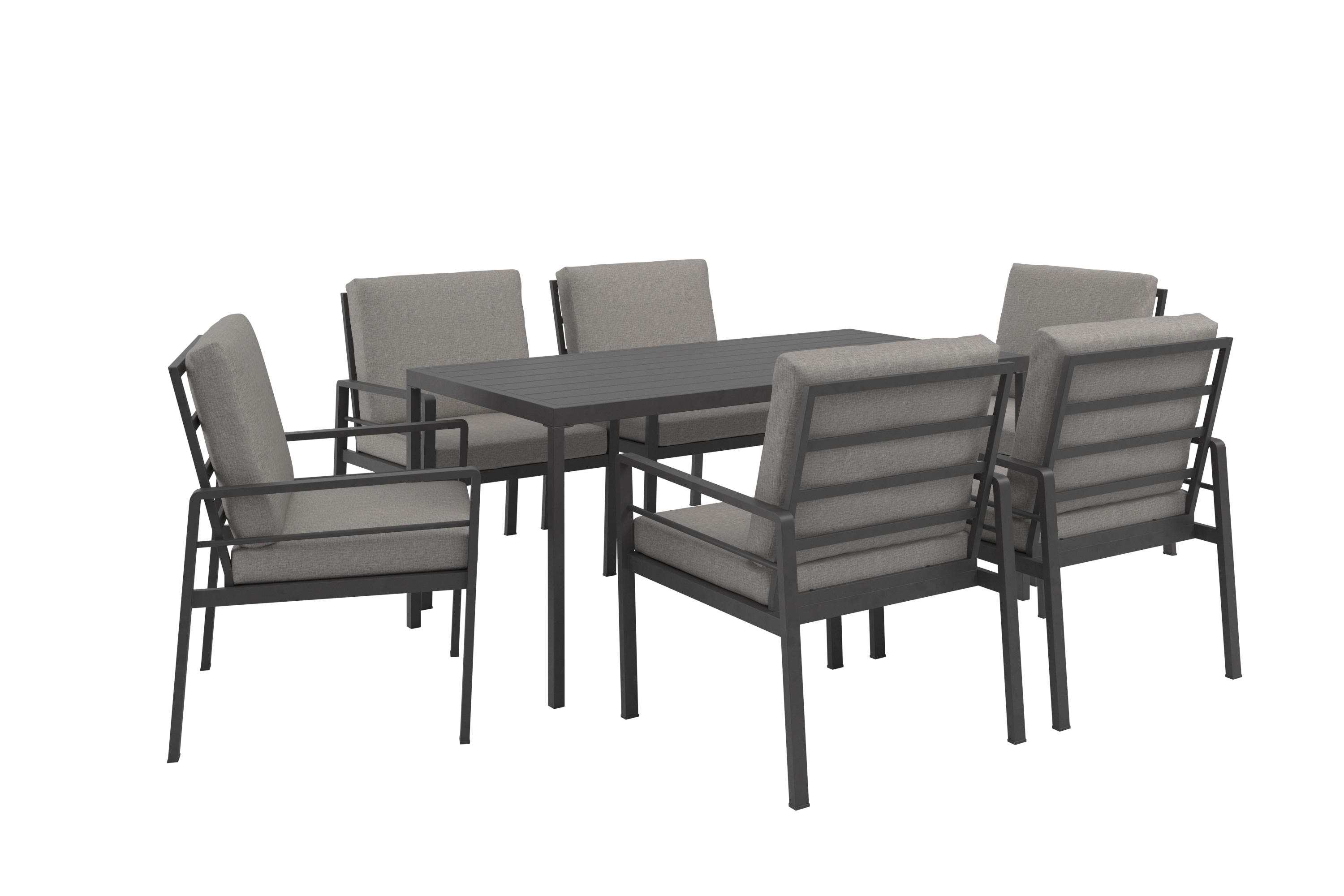 Garten-Essgruppe KONIFERA "»New Jersey«", schwarz (schwarz, dunkelgrau,), Aluminium, Sitzmöbel-Sets, Aluminium/Polyrattan