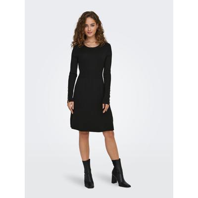 Midikleid ONLY "ONLNATASCHA LS PEARL O-NECK DRESS CC KNT", Damen, Gr. L (40), N-Gr, schwarz, Strick, Obermaterial: 80% Viskose, 20% Nylon, unifarben, modisch, regular fit knielang, Rundhals, Langarm, Kleider Image