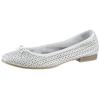Ballerina TAMARIS, Damen, Gr. 41 (7/7,5), weiß (weiß, strukturiert), Leder, klassisch, Schuhe, Businessschuh, Halbschuh, Schlupfschuh mit hübscher Zierschleife