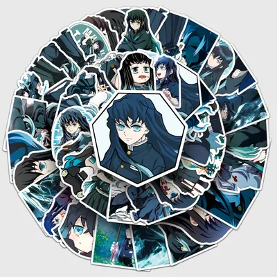 50Pcs MINISO Demon Slayer Tokitou Muichirou series Cartoon Cute Waterproof Sticker Skateboarding
