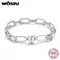 WOSTU 100% 925 Sterling Silver Heart Hollowed Bracelet Fit Original Charms Women DIY Jewelry Extra