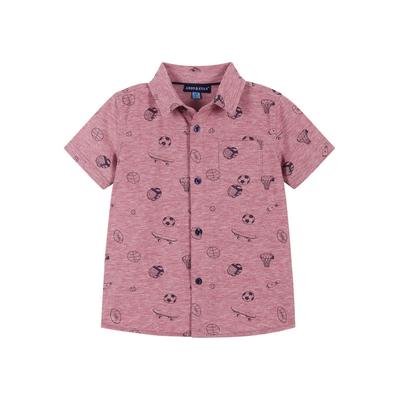 Andy & Evan Boys' Sports Print Short Sleeve Knit Buttondown Shirt - Little Kid, Big Kid - Scooter Print