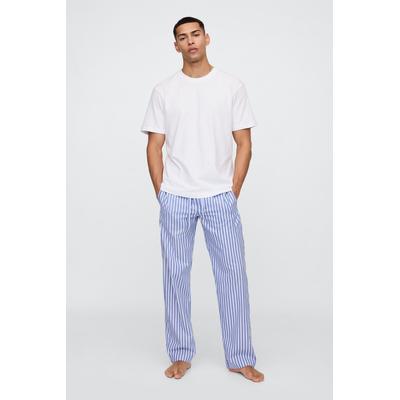Gap Mens Blue Stripe Cotton Poplin Pyjama Bottoms - Blue Stripe