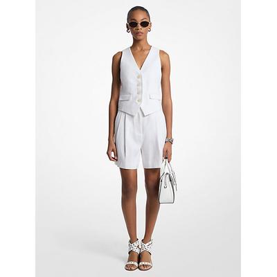 Michael Kors Pleated Linen and Cotton Shorts White 6