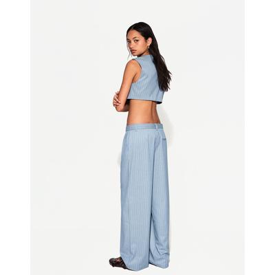 Bershka Cropped Gilet Women S Blue