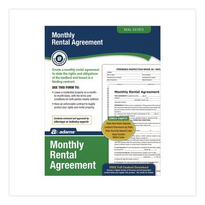 Adams Month-to-Month Residential Rental Agreement Digital Download with Instructions, 8.5 x 11, Unlimited Number of Forms (ABFLF255)