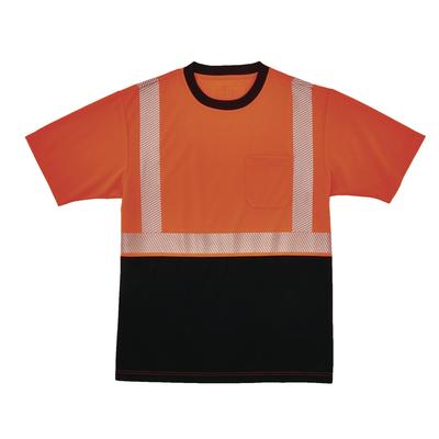 ergodyne GloWear 8280BK Class 2 Performance T-Shirt with Black Bottom, 2X-Large Long, Orange (EGO22616)