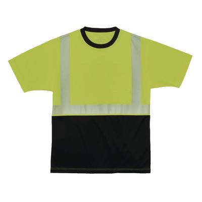 ergodyne GloWear 8280BK Class 2 Performance T-Shirt with Black Bottom, 5X-Large Long, Lime (EGO22569)