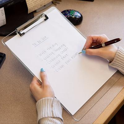 TEMU Transparent Clipboard With Low-profile Clip - Holds Multiple Sheets, Ideal For Office & Study Use